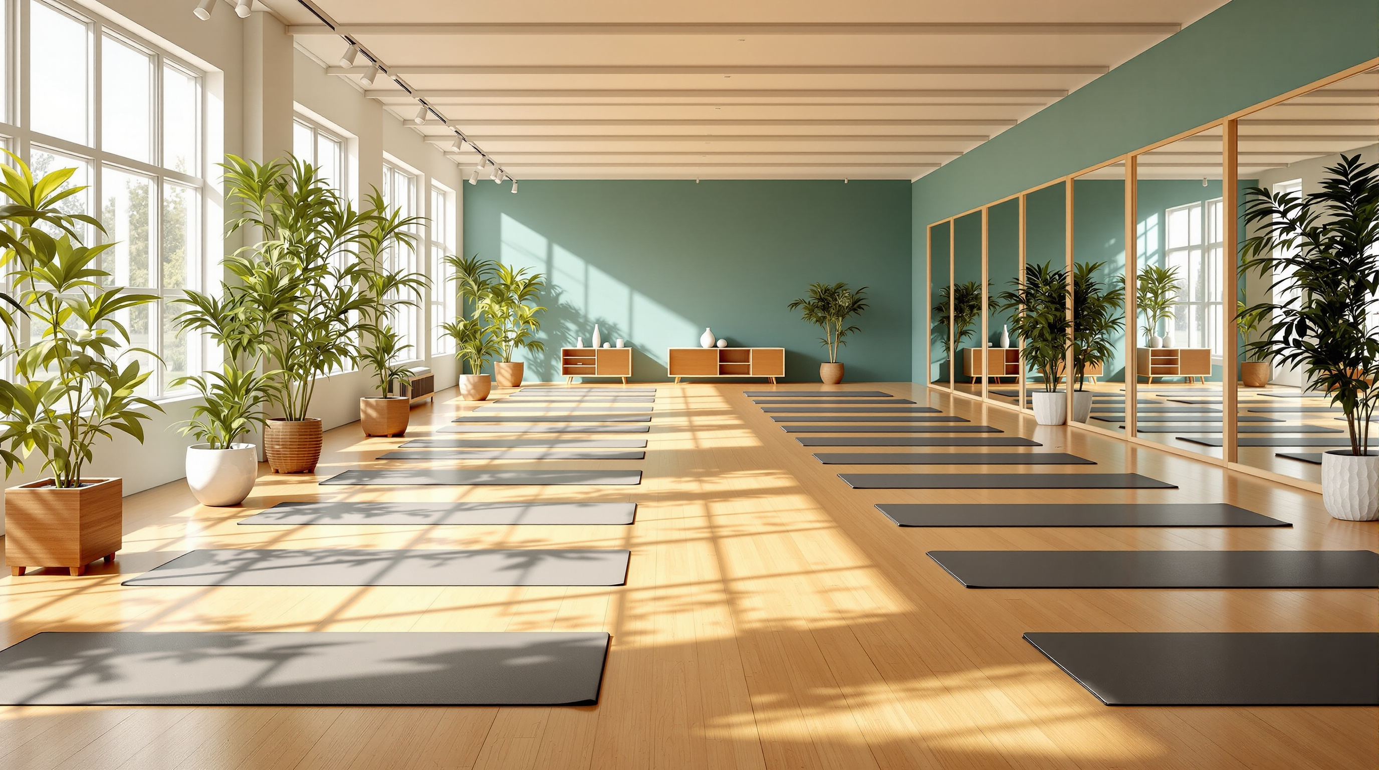 Beautiful yoga studio interior