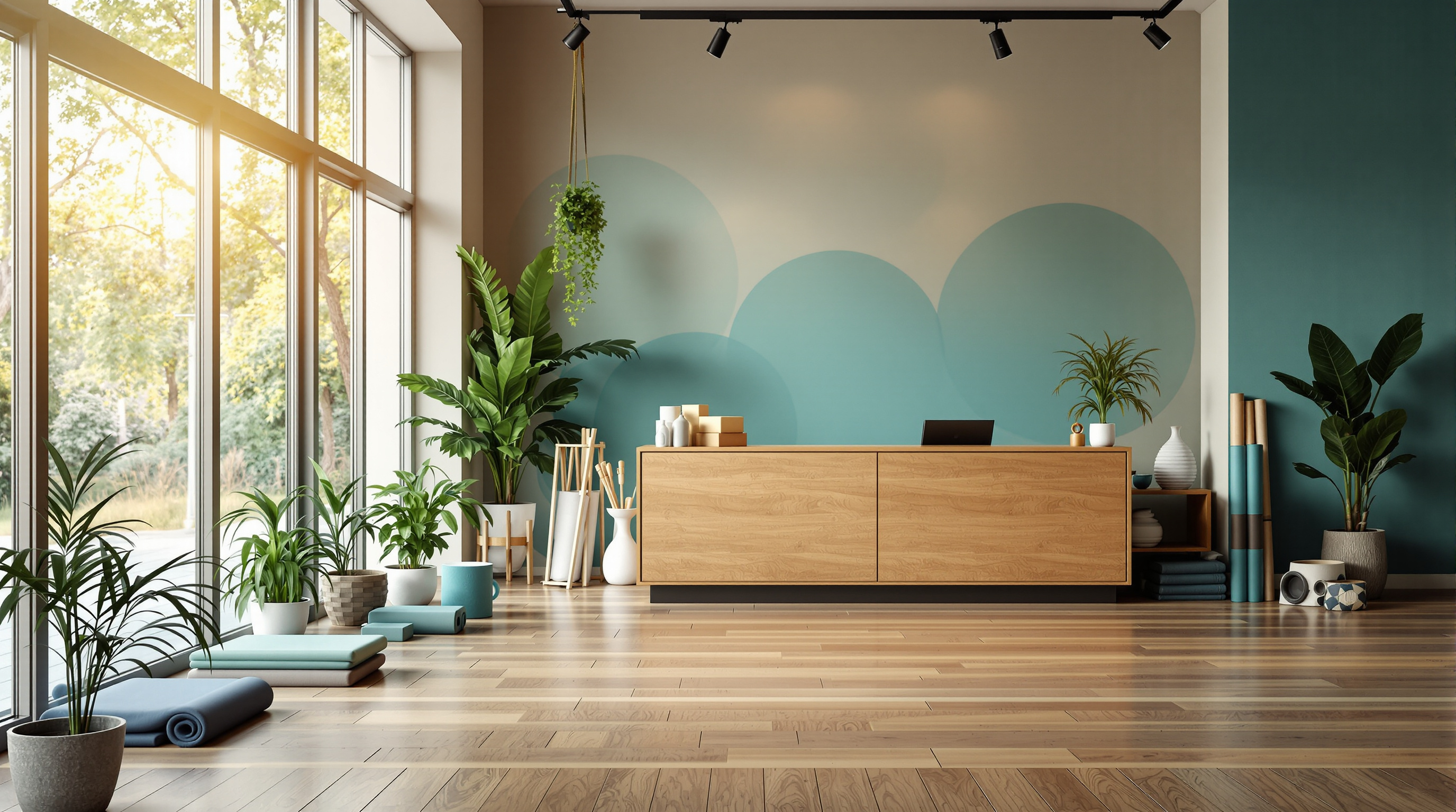 Welcoming yoga studio entrance area